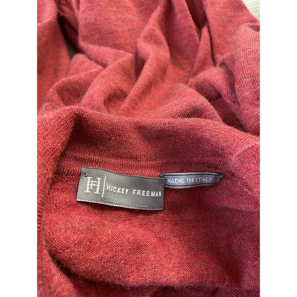 Hickey Freeman Mens Red Collared Sweater Size L Cashmere Silk Wool Blend - Picture 5 of 9